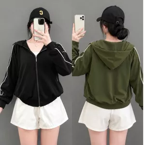 Áo Khoác Tay Dài Nữ Bigize Có Mũ Chất Vải Poly Trơn Mềm Mát Dày Vừa Phải Phù Hợp Quanh Năm KHOAC10