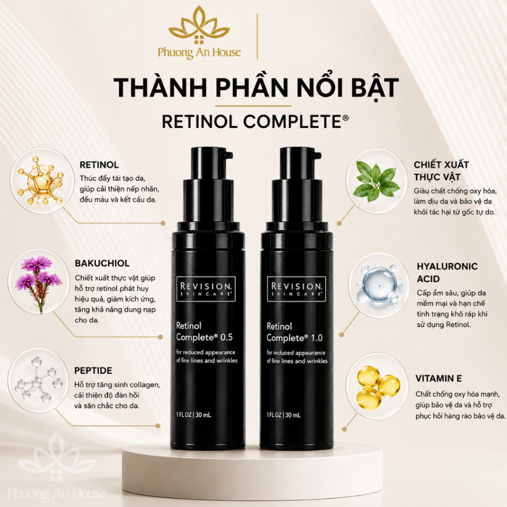 Kem Dưỡng Retinol Revision Skincare Retinol Complete 0.5 1.0 & D·E·J Night Face Cream 0.25