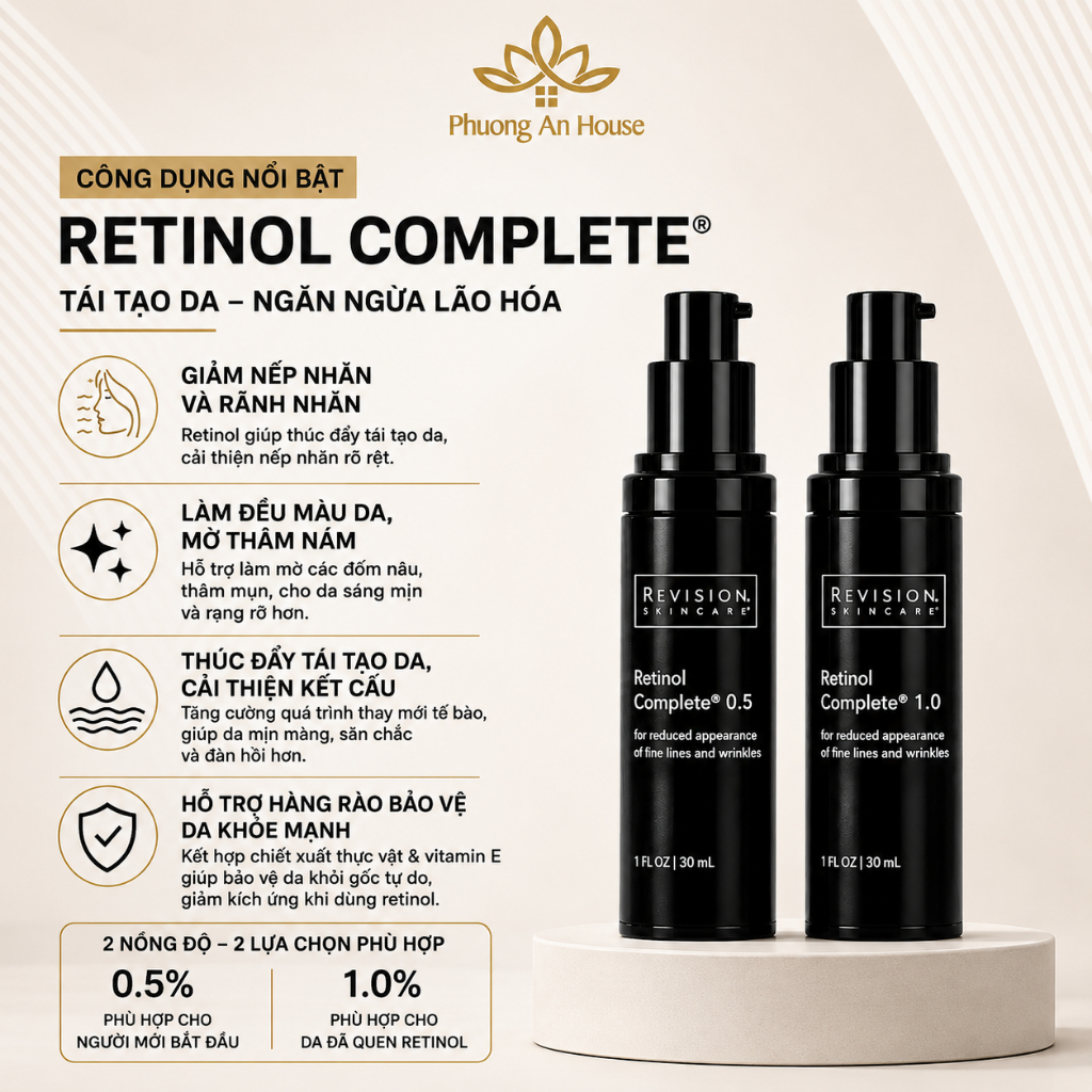 Kem Dưỡng Retinol Revision Skincare Retinol Complete 0.5 1.0 & D·E·J Night Face Cream 0.25
