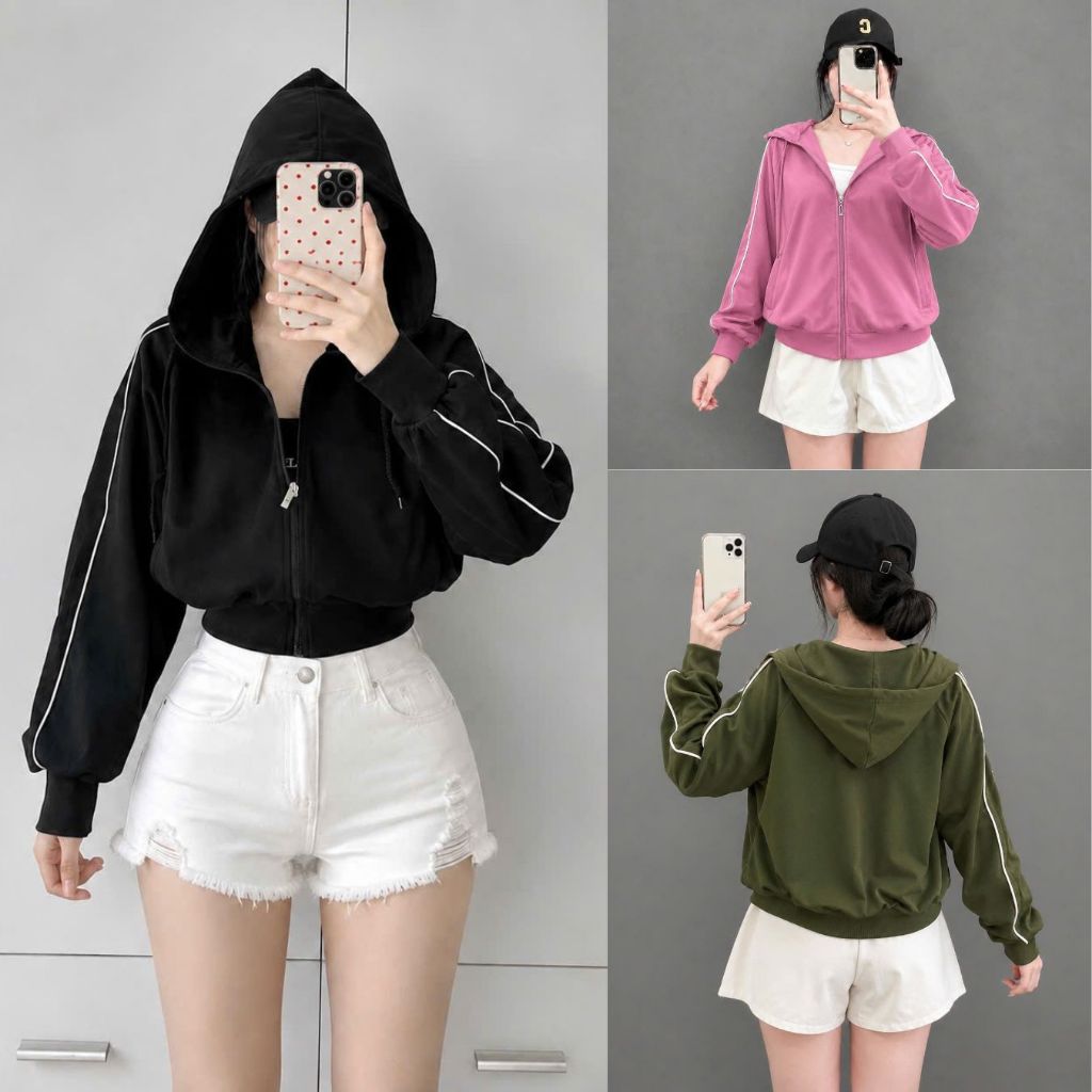 Áo Khoác Nữ Phom Bigsize Tay Dài Chống Nắng Có Mũ Dáng Lửng Vải Mềm Mại Thoáng Mát Hợp Quanh Năm KHOAC14