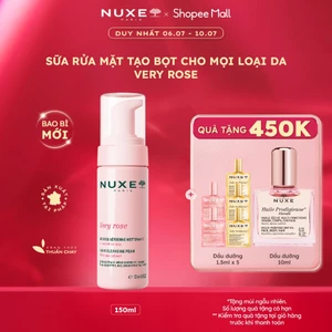 Sữa Rửa Mặt Tạo Bọt Dịu Nhẹ Cho Mọi Loại Da Chiết Xuất Hoa Hồng Nuxe Very Rose 150ml