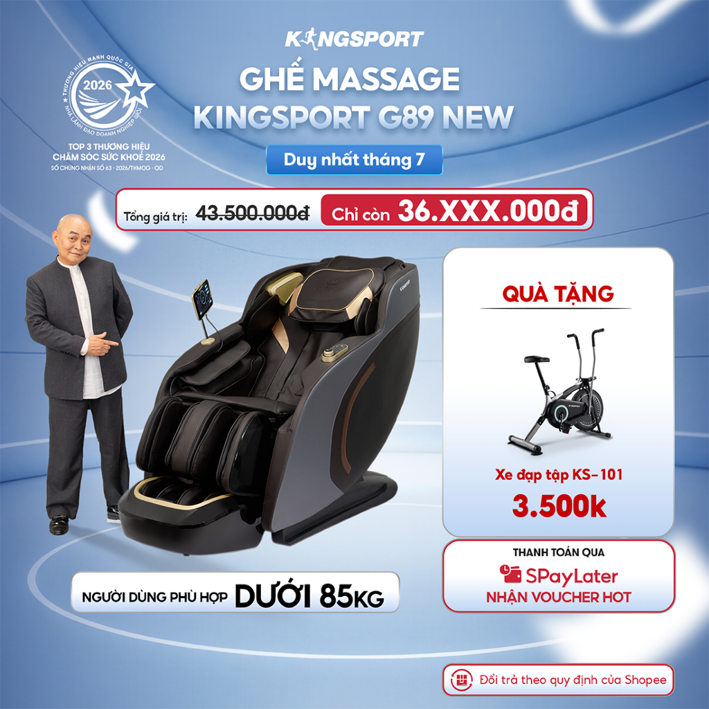CHỈ GIAO MIỄN BẮC | Ghế massage KINGSPORT G89 New có body scan, công nghệ lọc khí ion âm, con lăn 3D thông minh