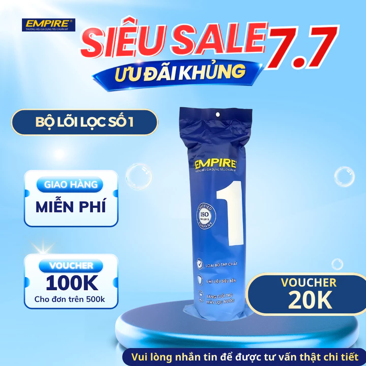 Lõi Lọc Nước Số 1, Lõi Lọc Thô, Lõi Máy Lọc RO, 10 inch Dùng Cho Tất Cả Máy Lọc Nước Gia Đình