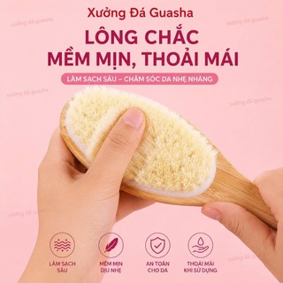 Bàn Chải Khô Body 2 Mặt Tiện Lợi Chất Liêu Lông Tự Nhiên Làm Sạch Da Tẩy Da Chết Trên Da Loại 1
