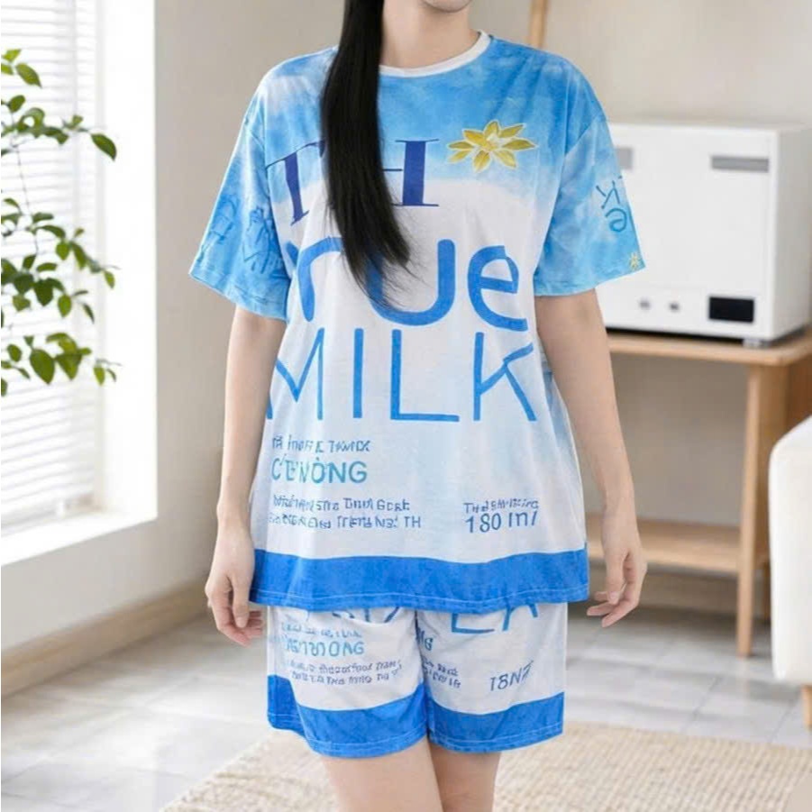 Đồ thun lạnh hình Sữa TH Bộ mặc nhà du lịch gia đình (10 - 100kg )
