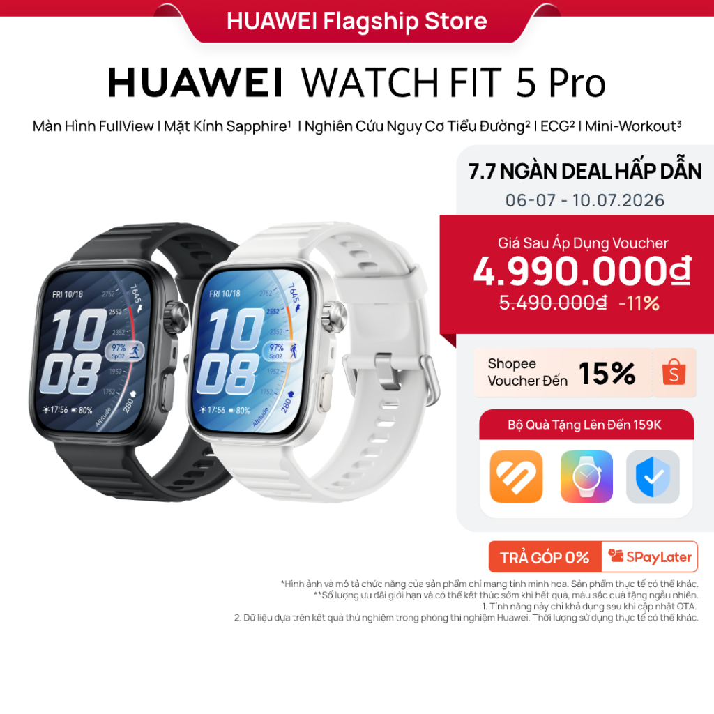 [Phiên Bản PRO] Đồng Hồ Thông Minh HUAWEI WATCH FIT 5 PRO | Titanium & Kính Sapphire 2.5D| Nghiên Cứu Nguy Cơ Tiểu Đường