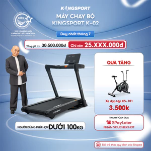 Máy chạy bộ KINGSPORT Vision Plus K-02 nâng dốc tự động 32%, tốc độ tối đa 18,8km/h