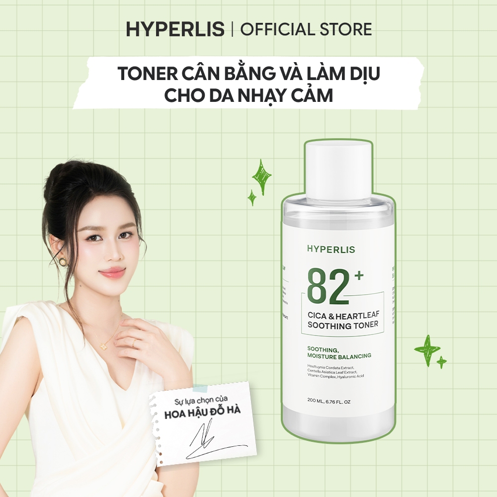 Nước Cân Bằng Dịu Da HYPERLIS 82+ CICA & HEARTLEAF SOOTHING TONER Cấp Ẩm Da Nhạy Cảm Chai 200ml
