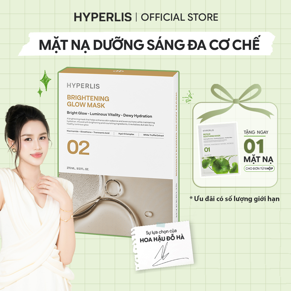 Mặt Nạ Dưỡng Sáng HYPERLIS BRIGHTENING GLOW MASK Niacinamide Tranexamic Acid Glutathione Mờ Thâm