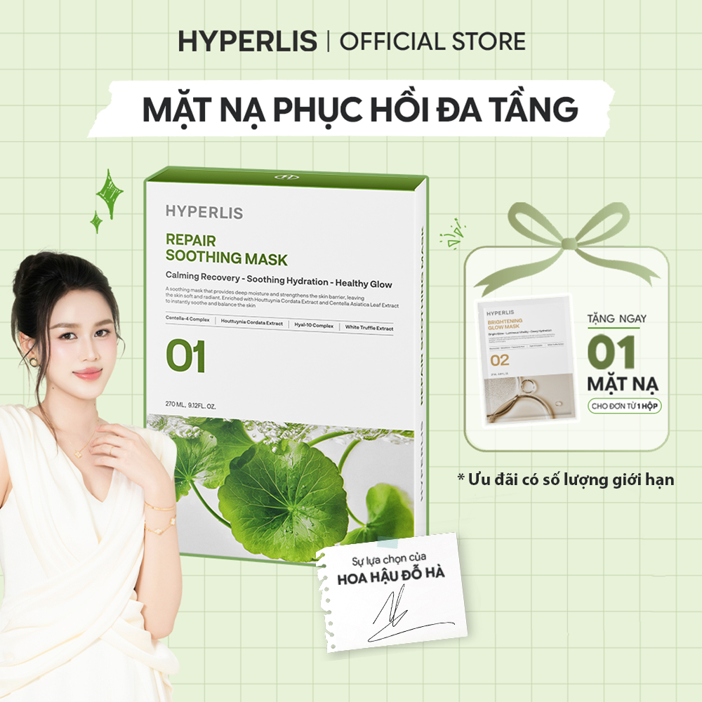 Mặt Nạ Phục Hồi HYPERLIS REPAIR SOOTHING MASK Cica & Heartleaf Exosome Làm Dịu & Cấp Ẩm
