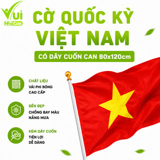 Cờ Quốc Kỳ Việt Nam Có Dây Cuốn Cán 80x120cm GD299 - Cờ Đỏ Sao Vàng Tổ Quốc Vải Satanh Vải Bóng Đẹp