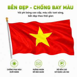 Cờ Quốc Kỳ Việt Nam Có Dây Cuốn Cán 80x120cm GD299 - Cờ Đỏ Sao Vàng Tổ Quốc Vải Satanh Vải Bóng Đẹp