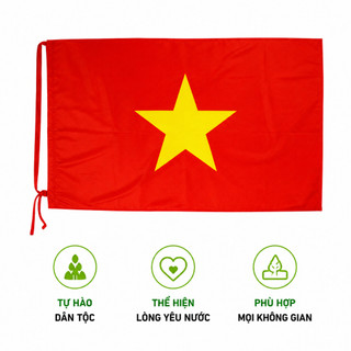 Cờ Quốc Kỳ Việt Nam Có Dây Cuốn Cán 80x120cm GD299 - Cờ Đỏ Sao Vàng Tổ Quốc Vải Satanh Vải Bóng Đẹp