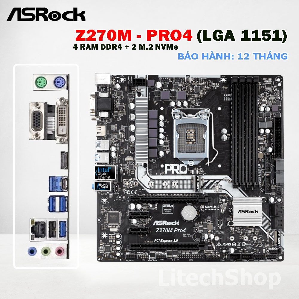 Main ASRock Z270M Pro4 | Z270 LGA1151 | Hỗ trợ i7 7700K i5 7600K
