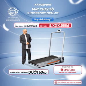 Máy chạy bộ KINGSPORT Gen 02 nhỏ gọn, tốc độ đến 8km/h, khung sườn chắc chắn, độ dốc 3 cấp độ