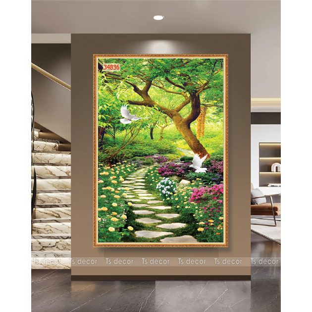 Tổng Hợp Mẫu Tranh con đường vải Lụa Dán Tường 3D KHỔ DỨNG Phong Cảnh Thiên Nhiên...