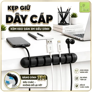 Kẹp Giữ Dây Cáp Silicone Cao Cấp Vòm Decor – Cố Định Cáp Sạc Điện Thoại, Laptop, Tablet – Dán Bàn Keo 3M Siêu Dính Mã K