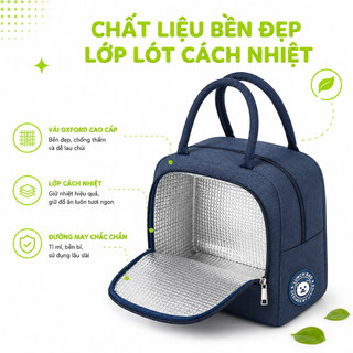Túi Giữ Nhiệt Đựng Cơm Văn phòng Hình Gấu GD297 - Túi Đựng Hộp Cơm Giữ Nhiệt Chống Thấm Lót Bạc