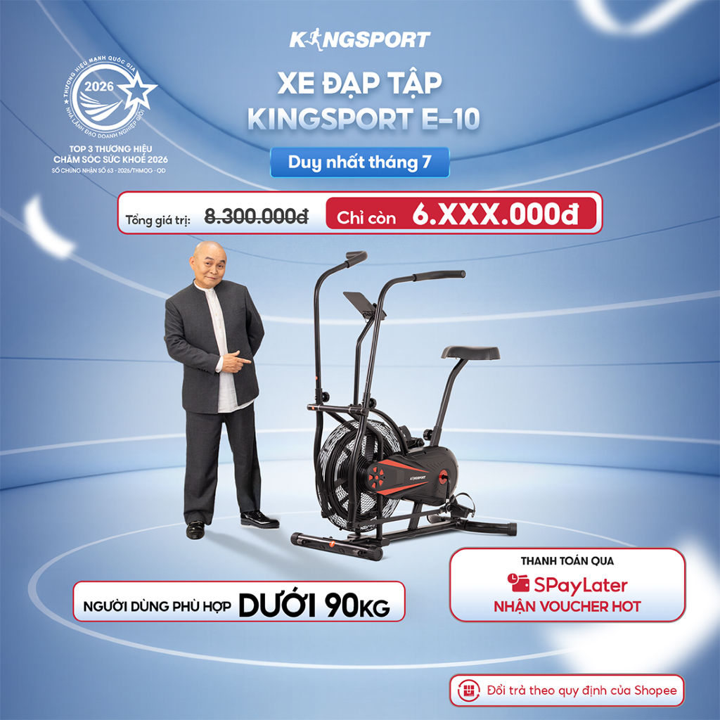 CHỈ GIAO MIỀN NAM | Xe đạp tập KINGSPORT E-10 chất liệu cao cấp, vận hành bền bỉ, đồng hồ thông minh