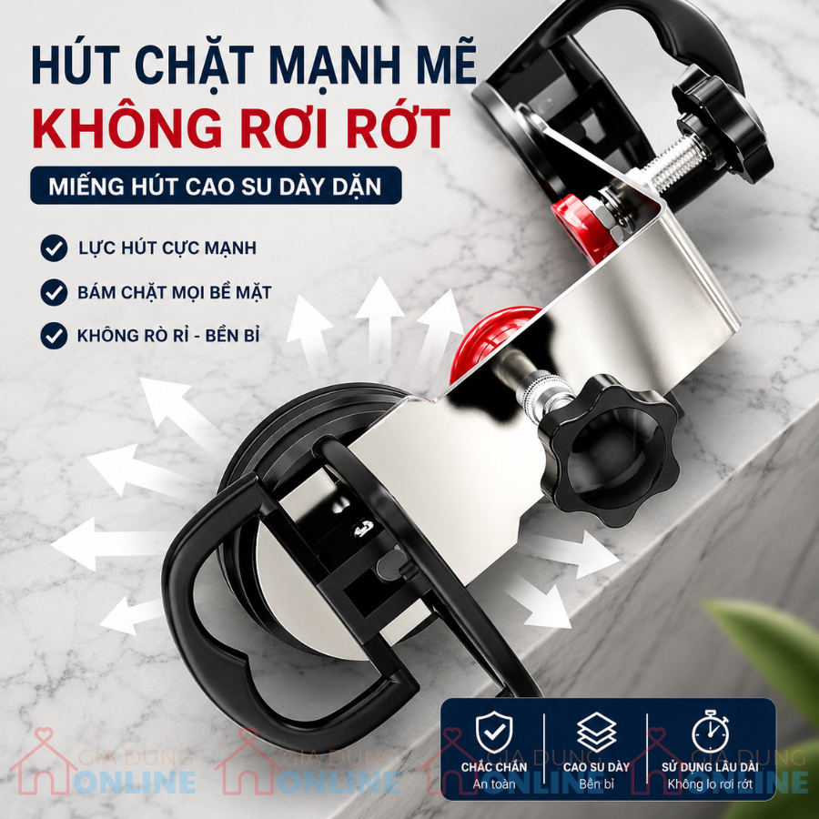 Dụng cụ kẹp hít cố định 2 góc cạnh mép gạch kính ốp lát tường đứng
