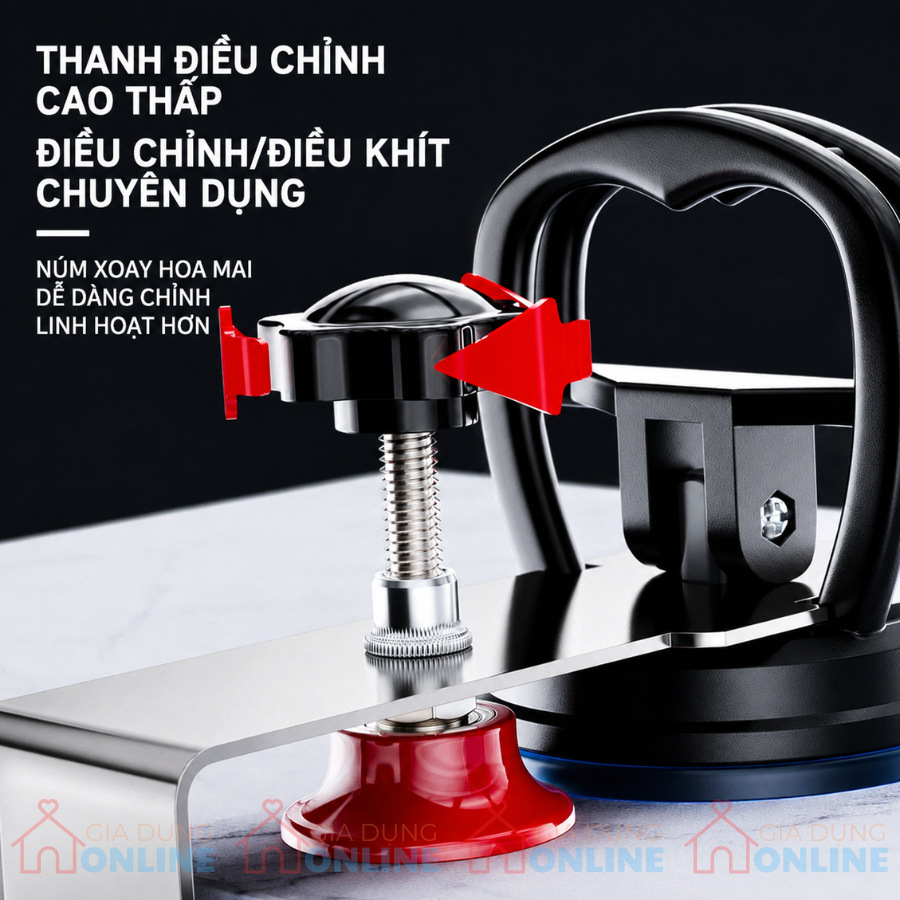 Dụng cụ kẹp hít cố định 2 góc cạnh mép gạch kính ốp lát tường đứng