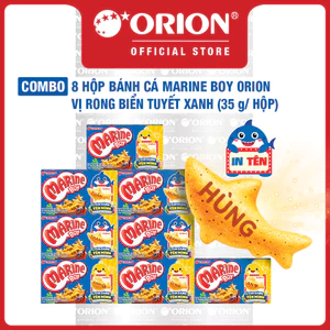 Combo 8 Hộp bánh Cá Marine Boy Orion vị Rong Biển Tuyết Xanh 35g/hộp
