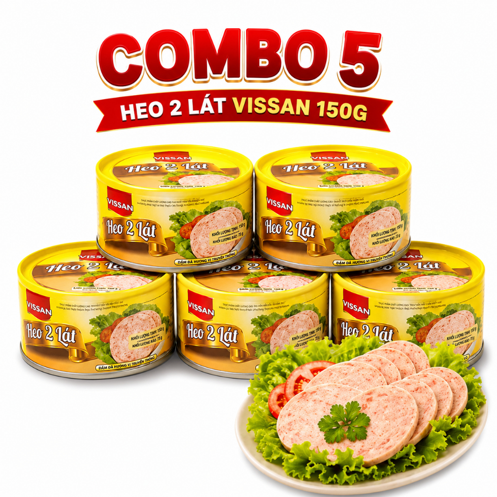 [ COMBO 5 HỘP ] Heo 2 Lát Vissan Lonin 150g Chính Hãng Date 2029