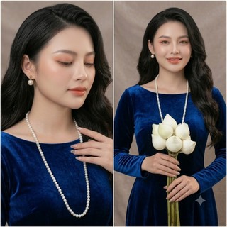 N863 Phụ kiện trang sức ngọc nhân tạo đá 8li 80cm, chuỗi ngọc nhân tạo đá, chuỗi chuỗi ngọc nhân tạo đá, dây chuyền nữ
