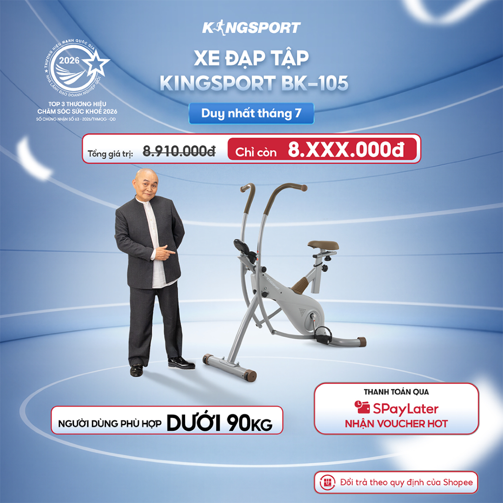 CHỈ GIAO MIỄN BẮC | Xe đạp tập KINGSPORT BK-105 tập luyện toàn thân, kháng lực đa cấp độ, có đồng hồ thông minh