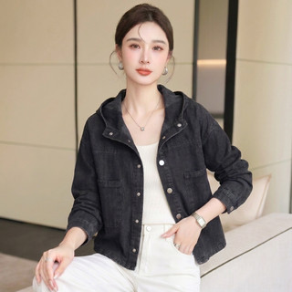 Áo khoác JEAN nữ MOLADY form suông wash vintage có nón dáng relaxed K643