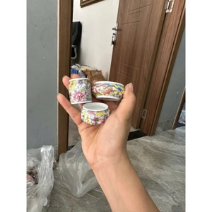 Cóng sứ hút mật hàng Bát Tràng mẫu dán Decal gắn sẵn tai, dùng cho lồng Polung , hút mật
