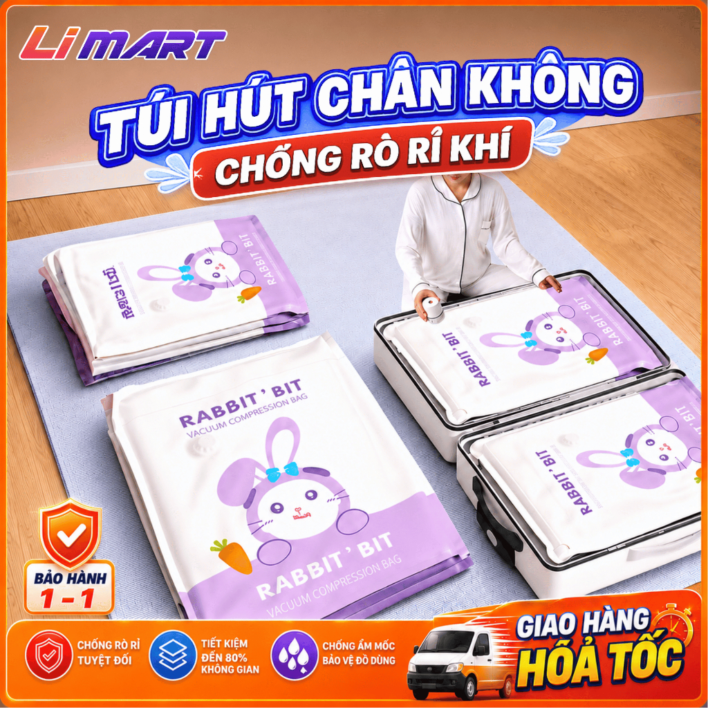 (TẶNG BƠM TAY) Túi Hút Chân Không quần áo, chăn màn, nhiều kích cỡ cho từng loại VALI