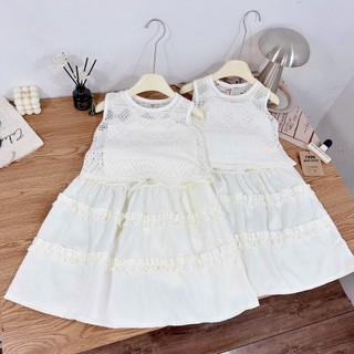 Quần áo hè cho bé gái, set đồ cho bé gái, set 3ct áo ren phối 2 dây mix chân váy dài Hàn Quốc 10-35kg Candy Kids