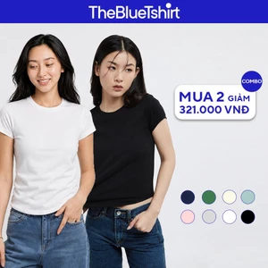 TheBlueTshirt - Áo thun tay ngắn phom ôm vừa vặn, kiểu vạt bầu nữ - 1990s Tshirt