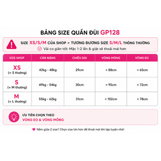 GEPO Quần short đùi nữ tập gym yoga cạp cao 7cm viền chun vải dệt kim 10% Elastane co giãn 4 chiều thoáng khí GP128