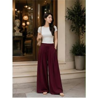 Quần Suông Dáng Váy Ống Rộng Nữ Bigsize 40-75KG, Chất Đũi Vân Mây Mềm Mát, Chun Sau Co Giãn Thoải Mái, Thời Trang Chathi