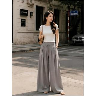 Quần Suông Dáng Váy Ống Rộng Nữ Bigsize 40-75KG, Chất Đũi Vân Mây Mềm Mát, Chun Sau Co Giãn Thoải Mái, Thời Trang Chathi