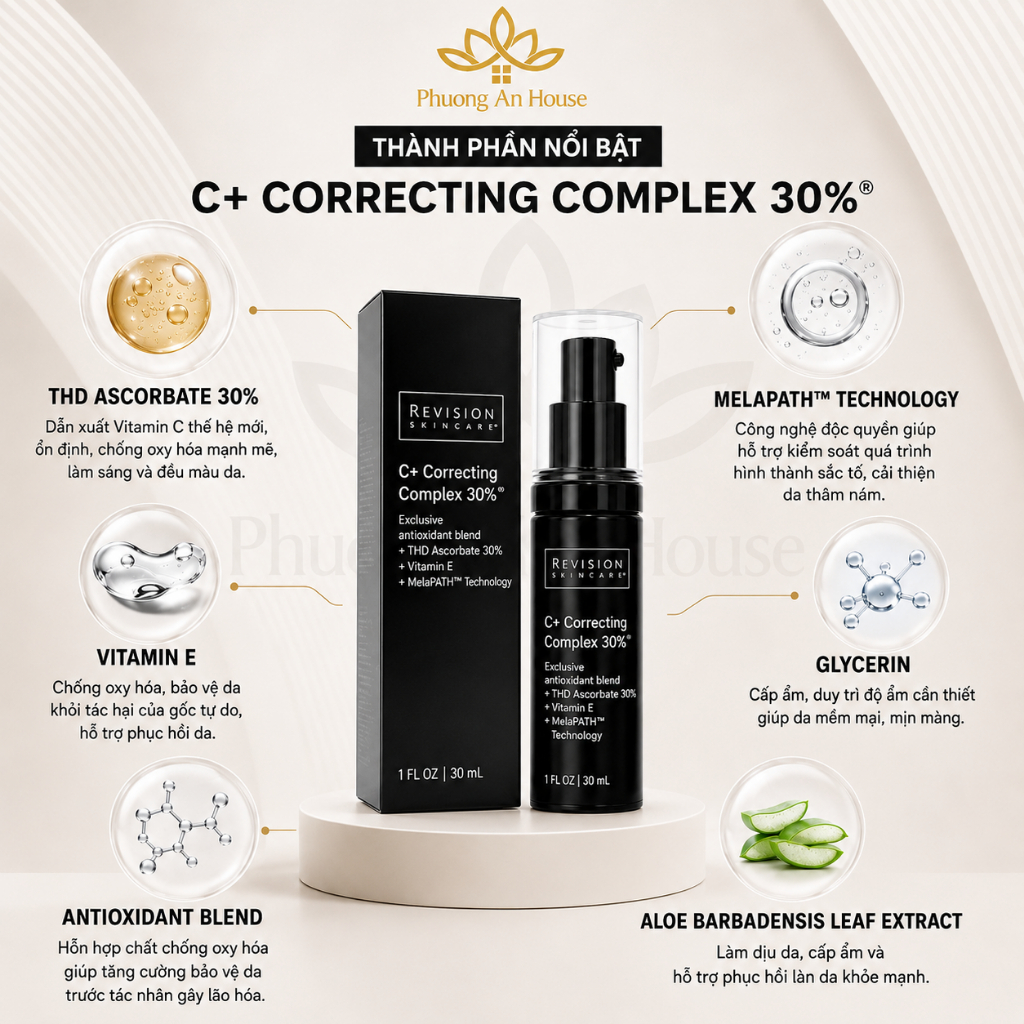 Serum dưỡng sáng da và chống oxy hoá Revision Skincare C+ CORRECTING COMPLEX 30% 30mL