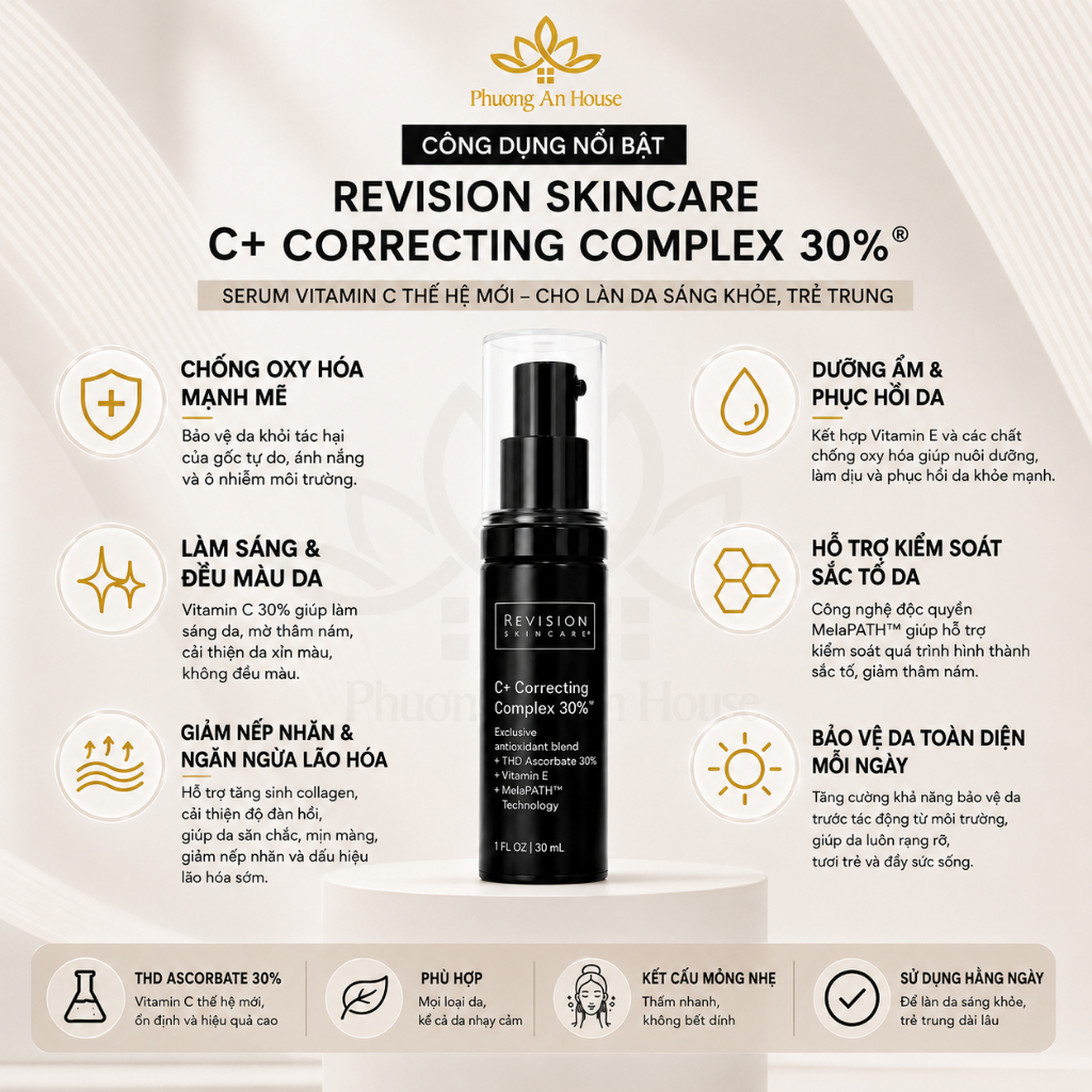 Serum dưỡng sáng da và chống oxy hoá Revision Skincare C+ CORRECTING COMPLEX 30% 30mL