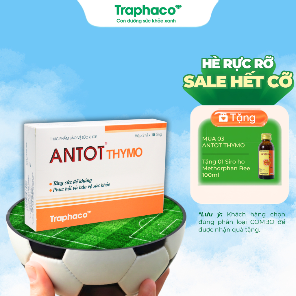 Thực Phẩm Bảo Vệ Sức Khỏe Antot Thymo Traphaco Hỗ Trợ Tăng Sức Đề Kháng Giúp Ăn Ngon Hộp 2 Vỉ x10 Ống Uống