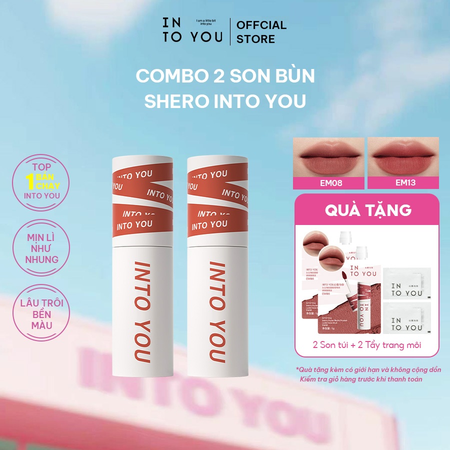 Combo 2 Son Bùn Shero INTO YOU Chất Xốp Mềm Lì Nhẹ Dễ Tán Không Khô Môi Dùng Cho Môi Và Má 2g