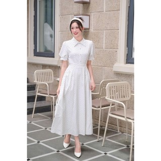 Đầm Nữ 𝐂𝐂𝐇𝐀𝐓 Dáng Xòe Elise Họa Tiết Chấm Bi Trẻ Trung Chất Liệu Tuytsi Cao Cấp 16VNS2024XT