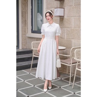 Đầm Nữ 𝐂𝐂𝐇𝐀𝐓 Dáng Xòe Elise Họa Tiết Chấm Bi Trẻ Trung Chất Liệu Tuytsi Cao Cấp 16VNS2024XT