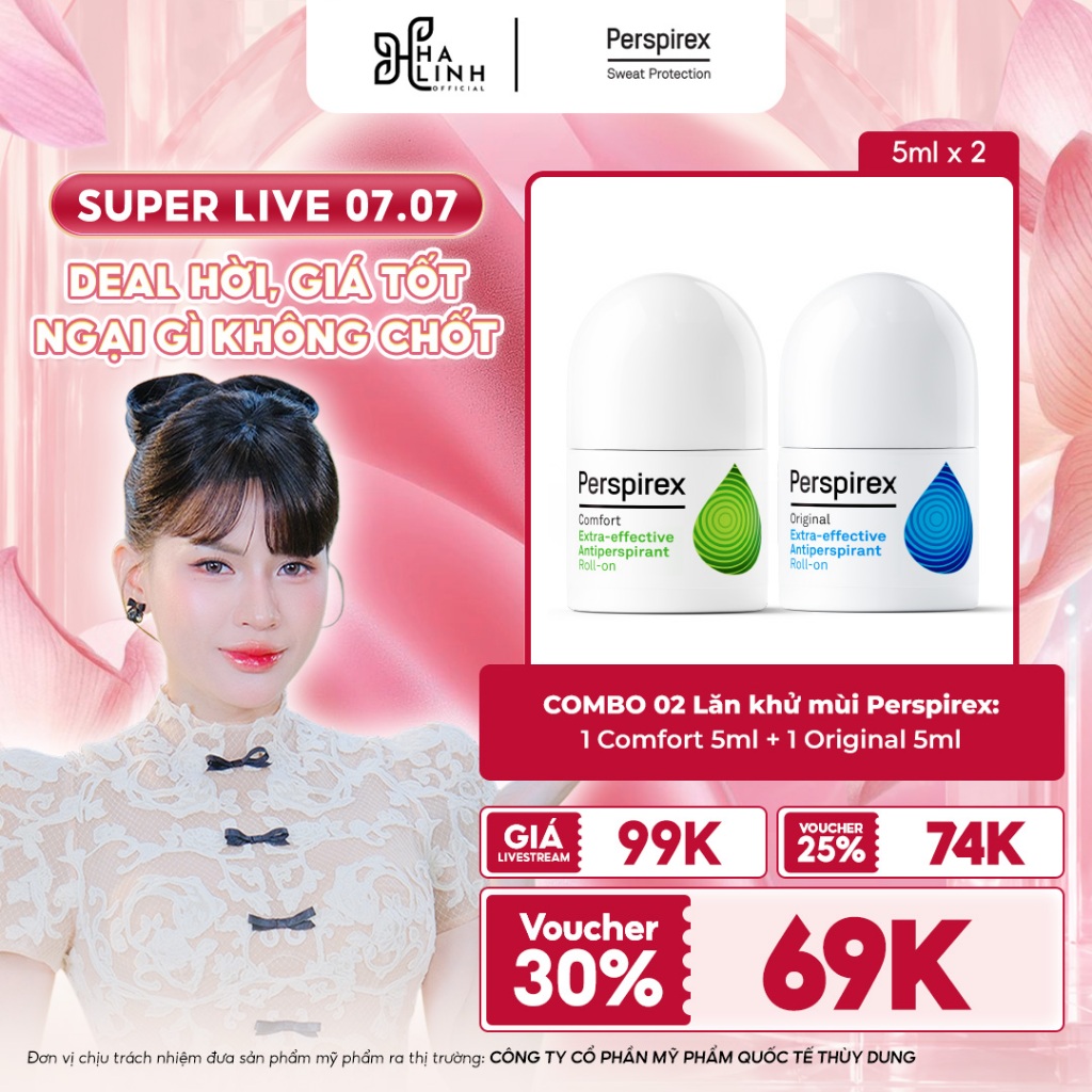 [VHL x Perspirex] COMBO 02 Lăn khử mùi Perspirex bất kì 5ml x2: Dành cho cả Nam và Nữ