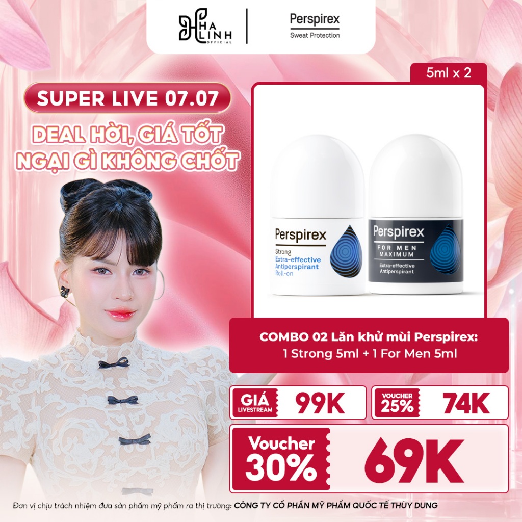 [VHL x Perspirex] COMBO 02 Lăn khử mùi Perspirex bất kì 5ml x2: Dành cho cả Nam và Nữ