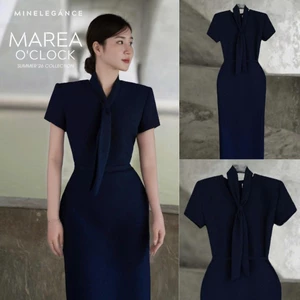 MINELEGÁNCE - ĐẦM CỔ TIM DÁNG DÀI THANH LỊCH, CÔNG SỞ - MIN40