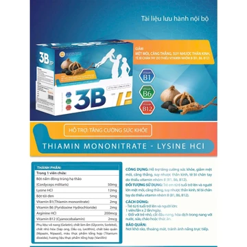 Vitamin 3B TỎI ĐEN Đông trùng hạ thảo, Linh chi 60viên, giảm mệt mỏi,tê bì chân tay, suy nhược thần kinh