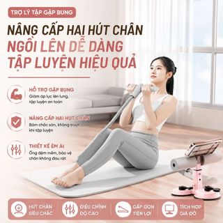 Dụng cụ tập cơ bụng nâng cấp có giác hút chân không dây kéo giá đỡ điện thoại 3 mức DC003 VIOTA FIT