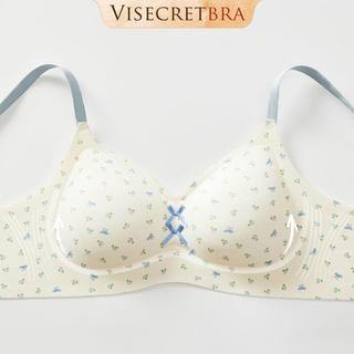 VISECRETBRA Áo Ngực  Bra Nữ Áo Lót Su Chấm Bi Hoa Nhí Phối Dây Áo Nơ Nhỏ Màu Pastel Mút Đệm Cố ĐỊnh -- VN260561