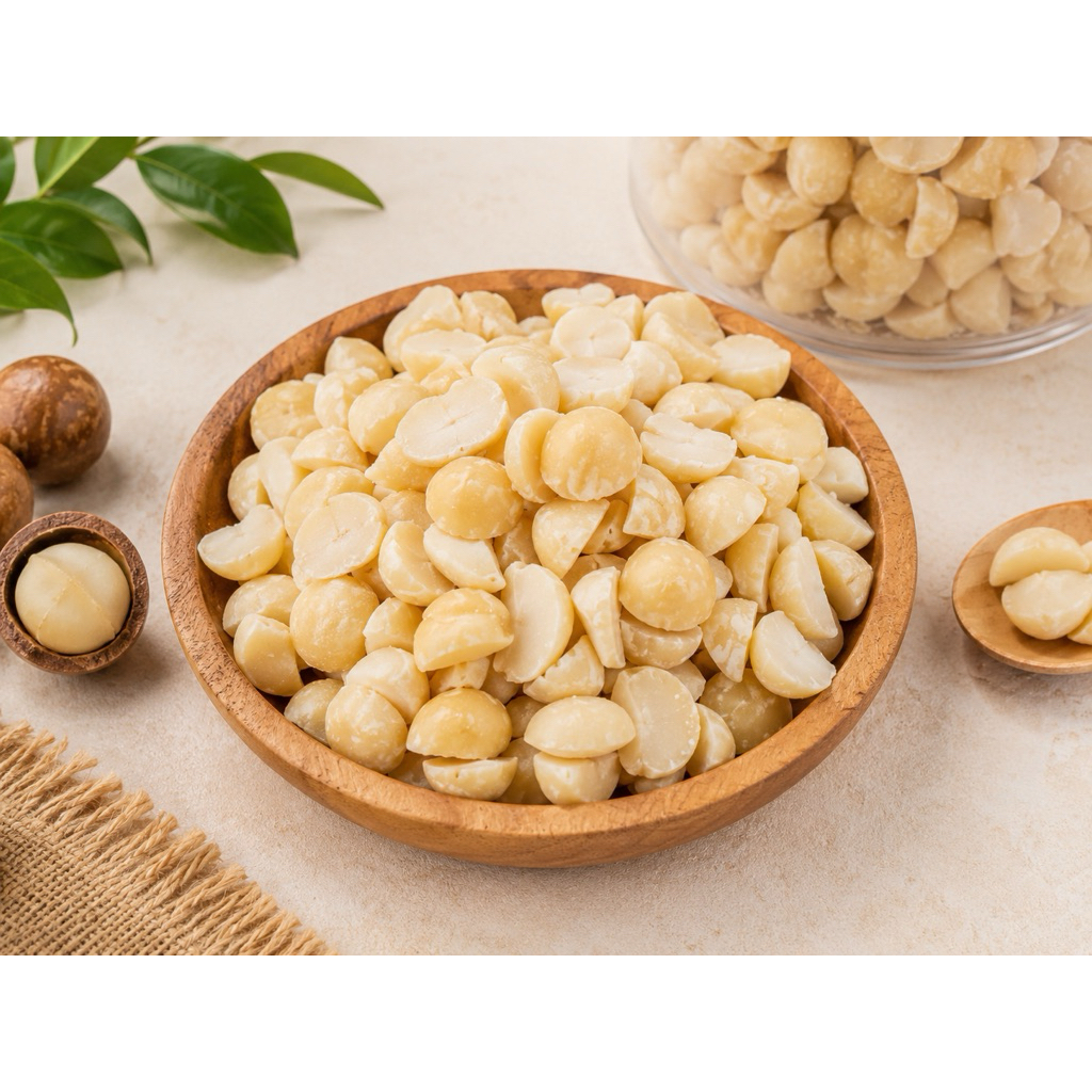 Nhân Macca Úc vỡ đôi hủ 510g (cả trọng lượng hủ)